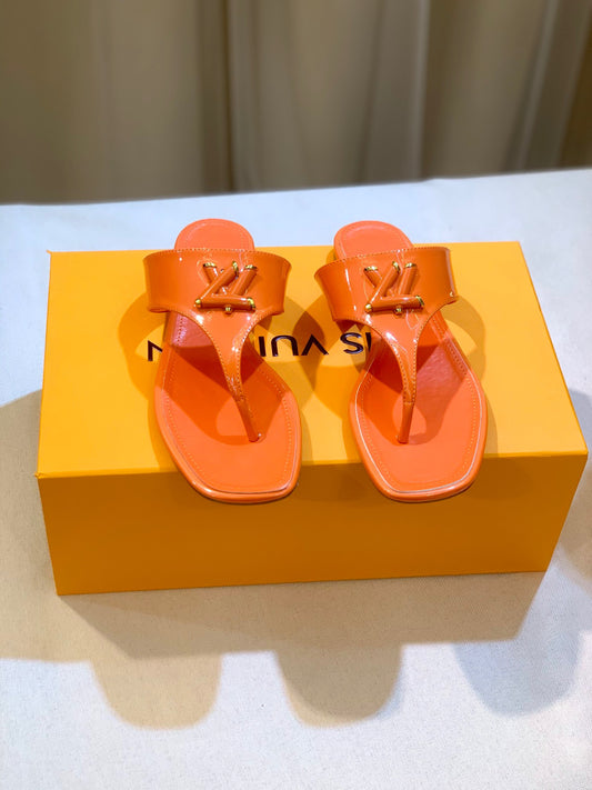 LV Orange Slippers With LV Logo