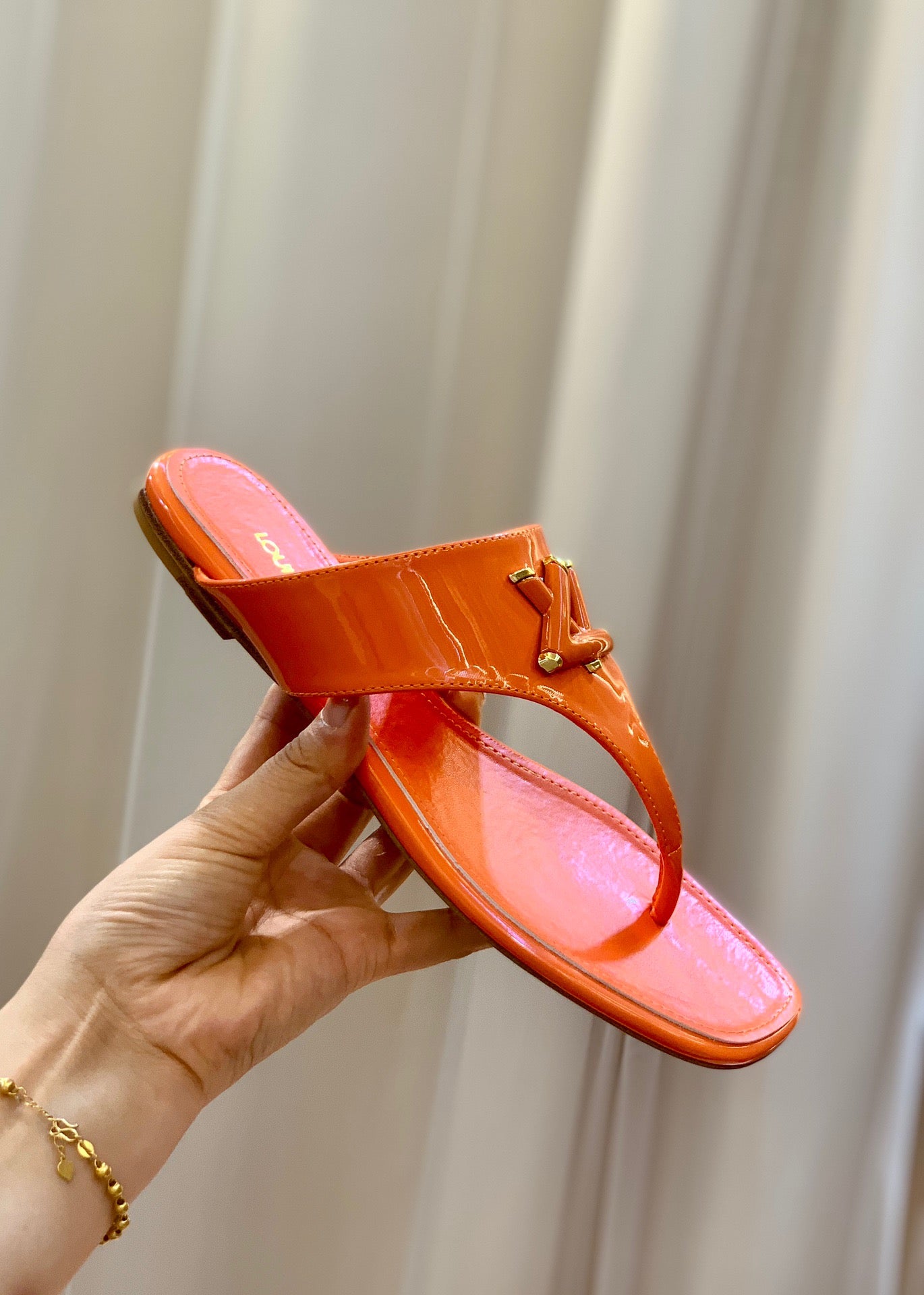 LV Orange Slippers With LV Logo