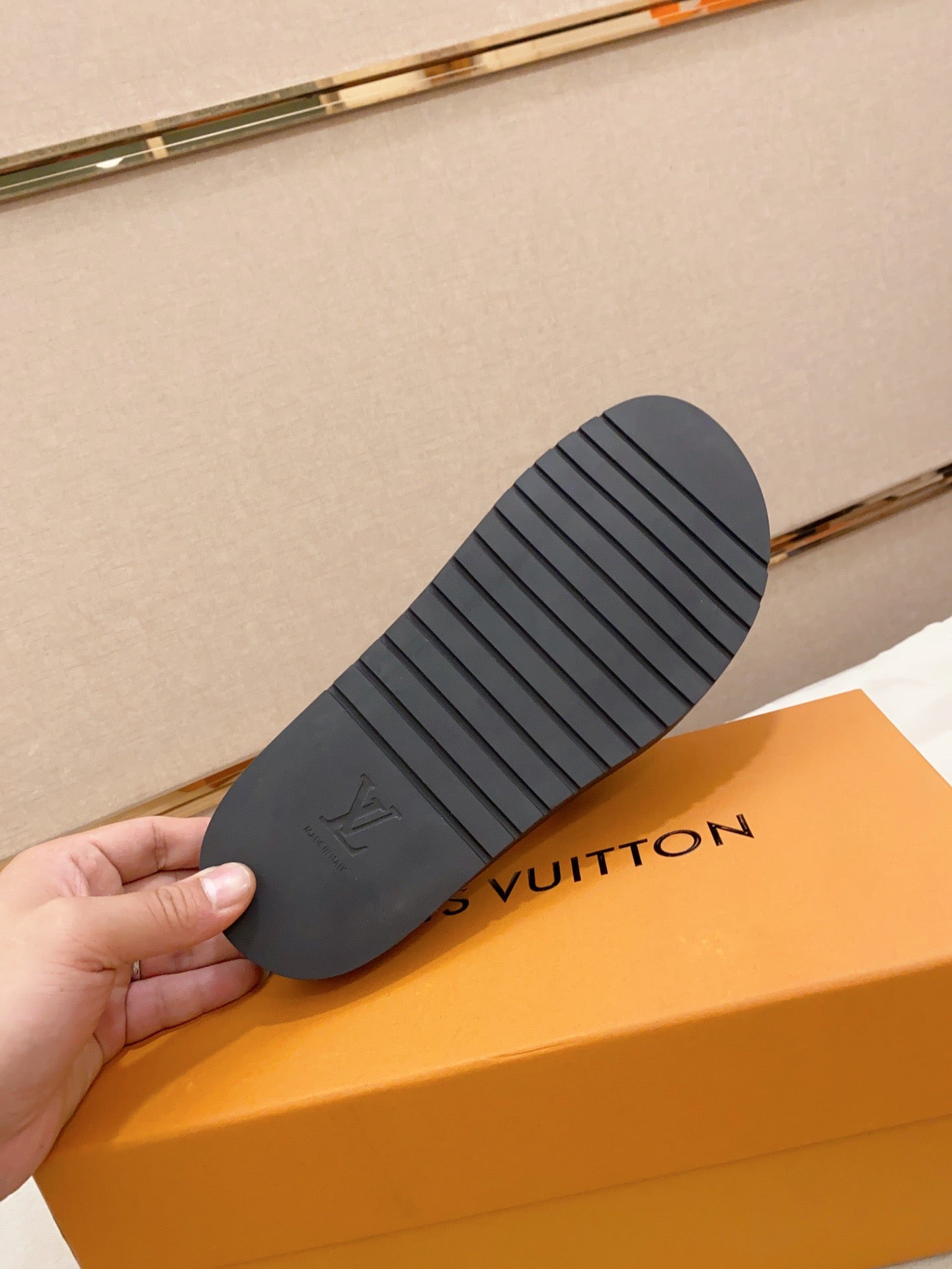 LV Miami Black Velcro Slippers