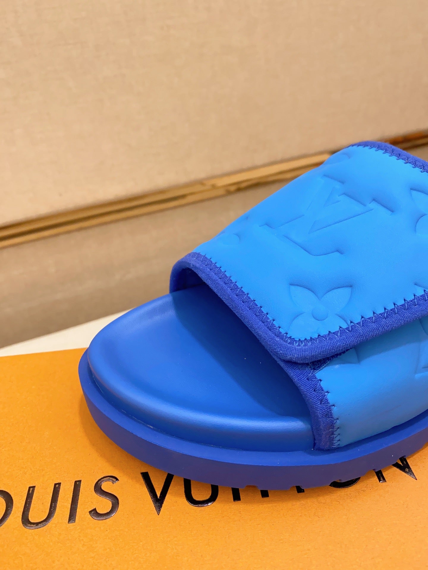 LV Miami Blue Velcro Slippers