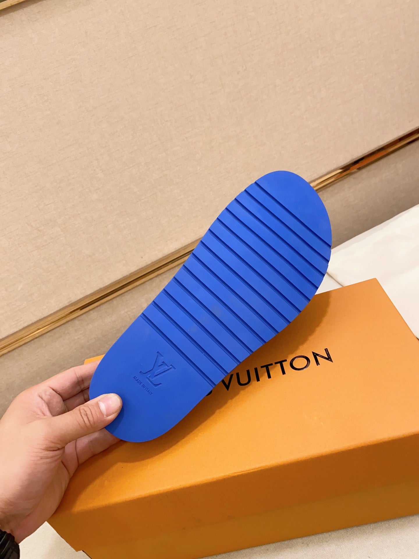 LV Miami Blue Velcro Slippers