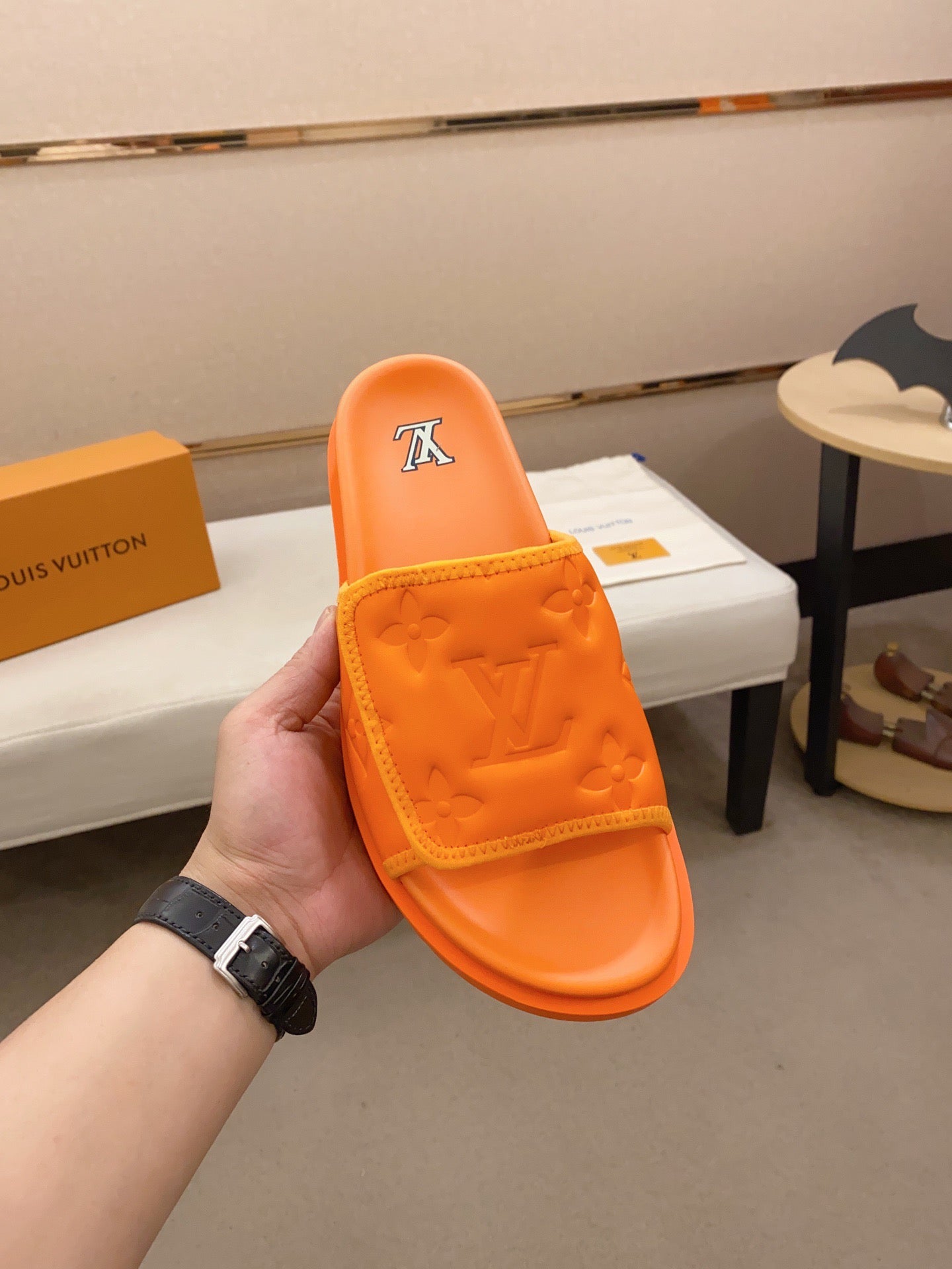 LV Miami Orange Velcro Slippers