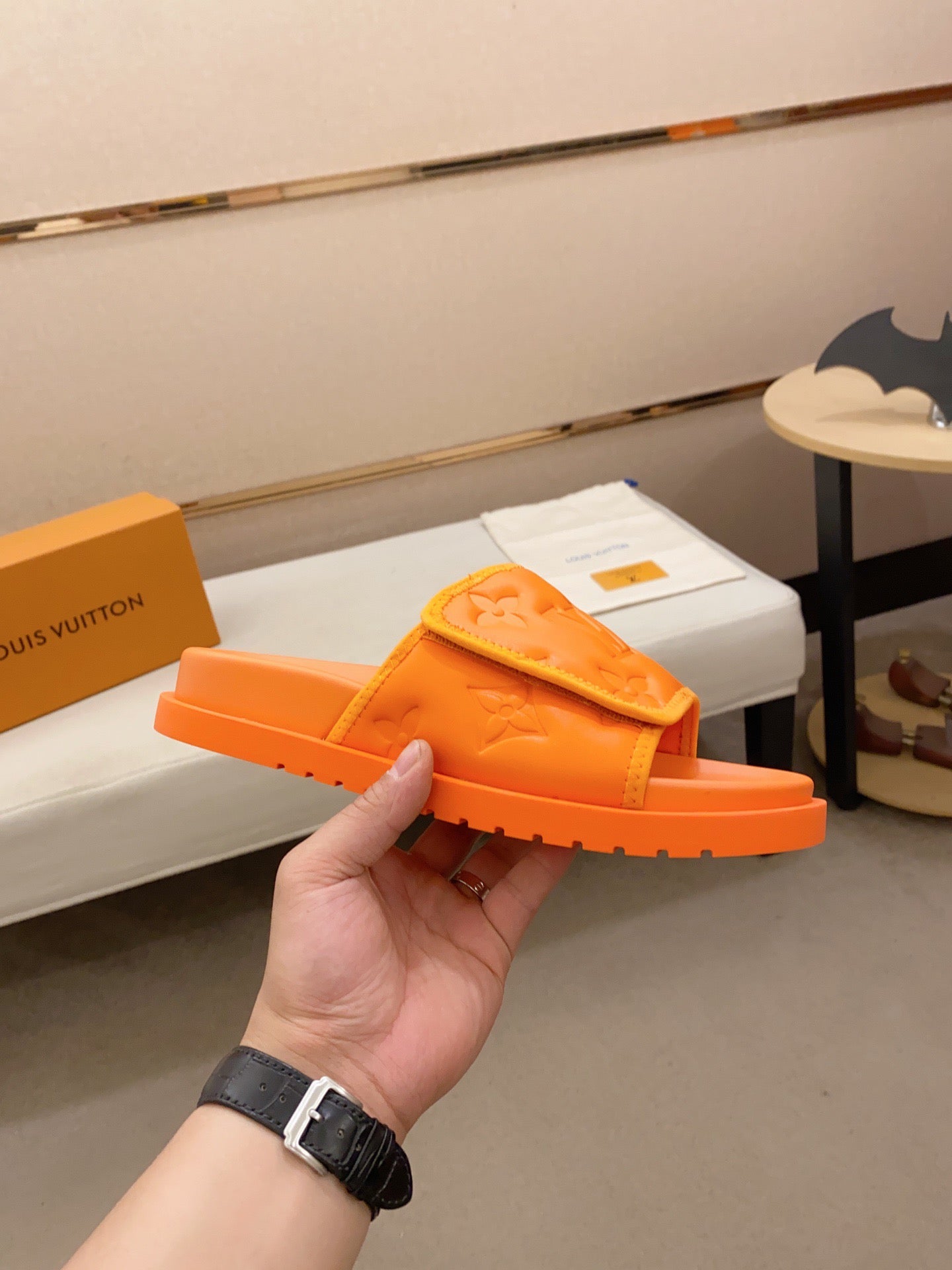 LV Miami Orange Velcro Slippers