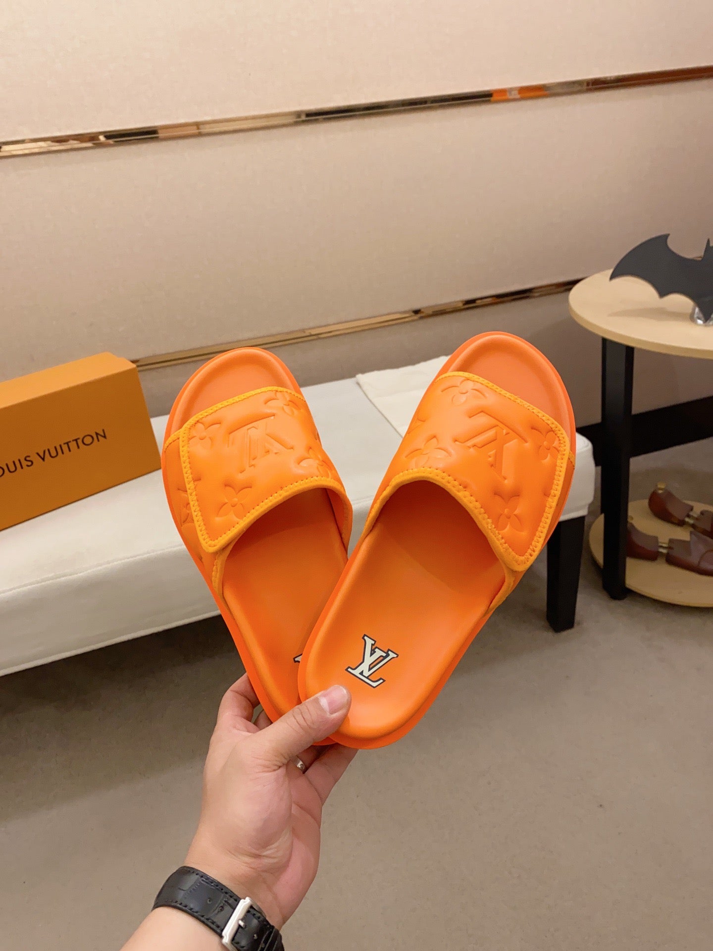 LV Miami Orange Velcro Slippers