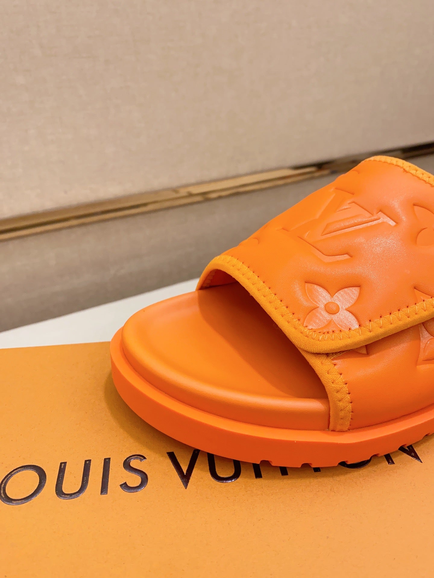 LV Miami Orange Velcro Slippers