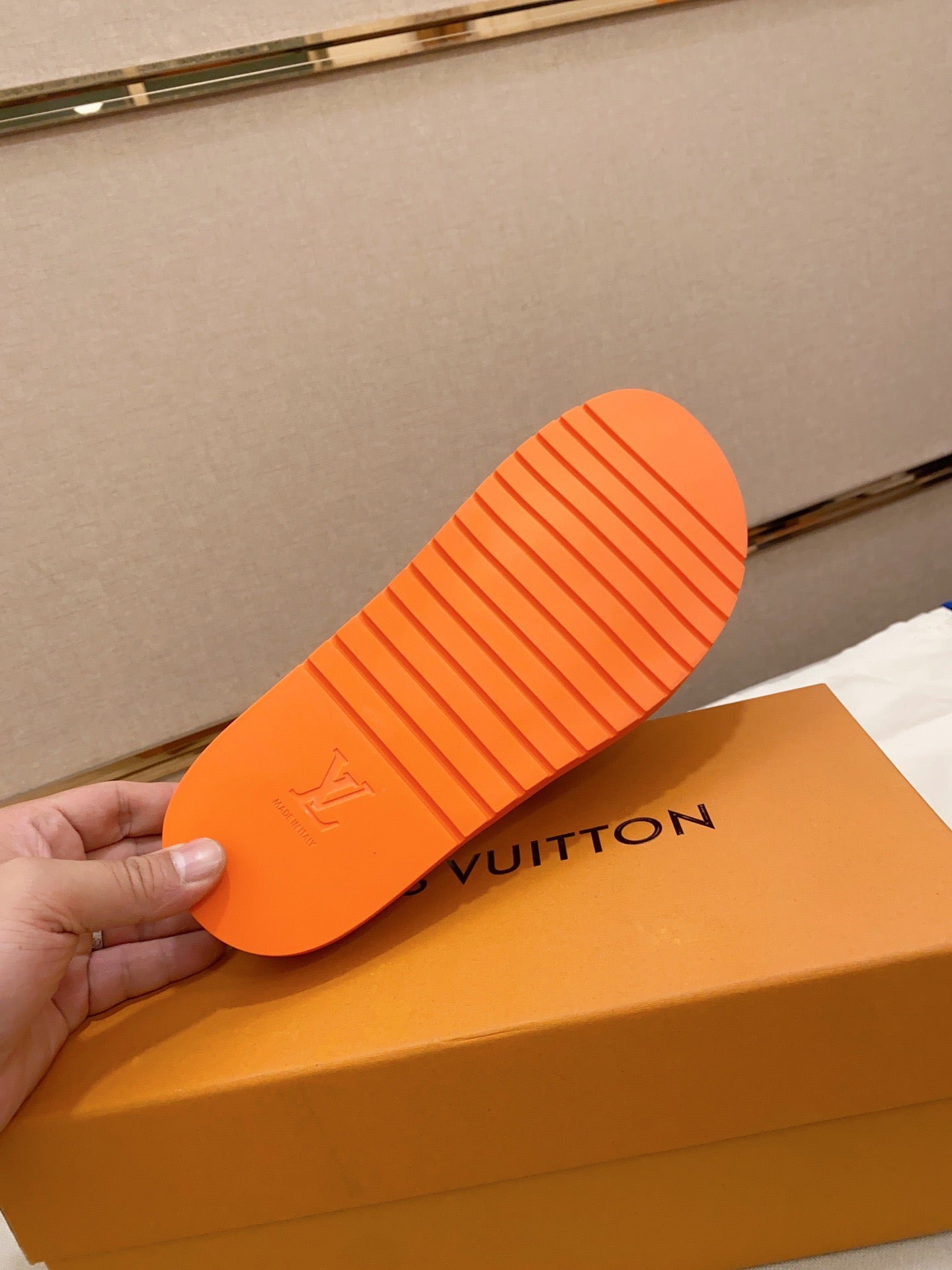 LV Miami Orange Velcro Slippers