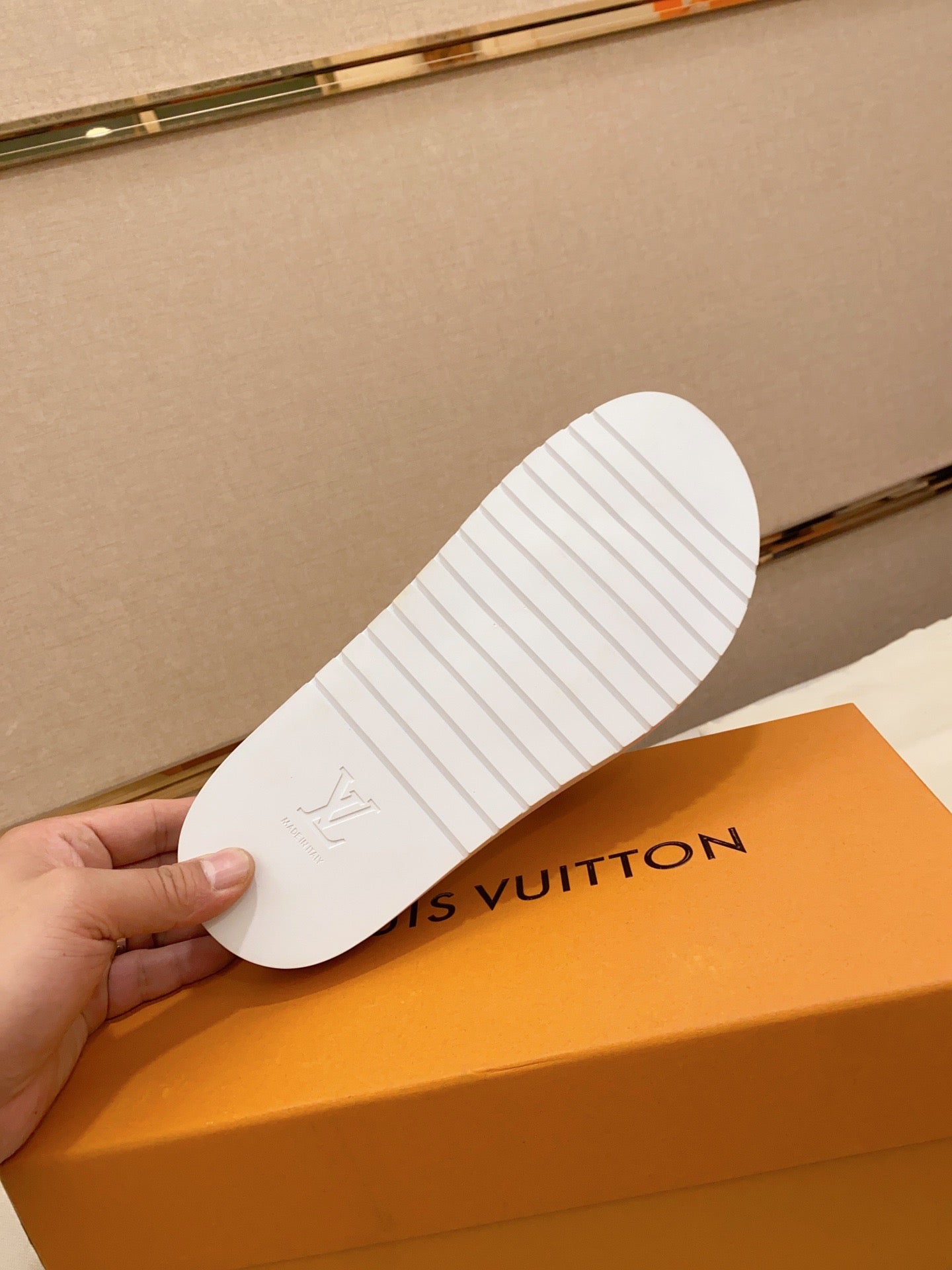 LV Miami White Velcro Slippers