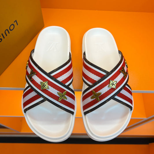 LV Monogram White Embossed Slippers