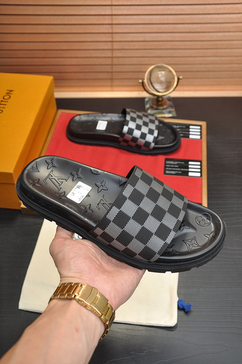 Louis Vuitton Waterfront Mules With Checkerboard Pattern