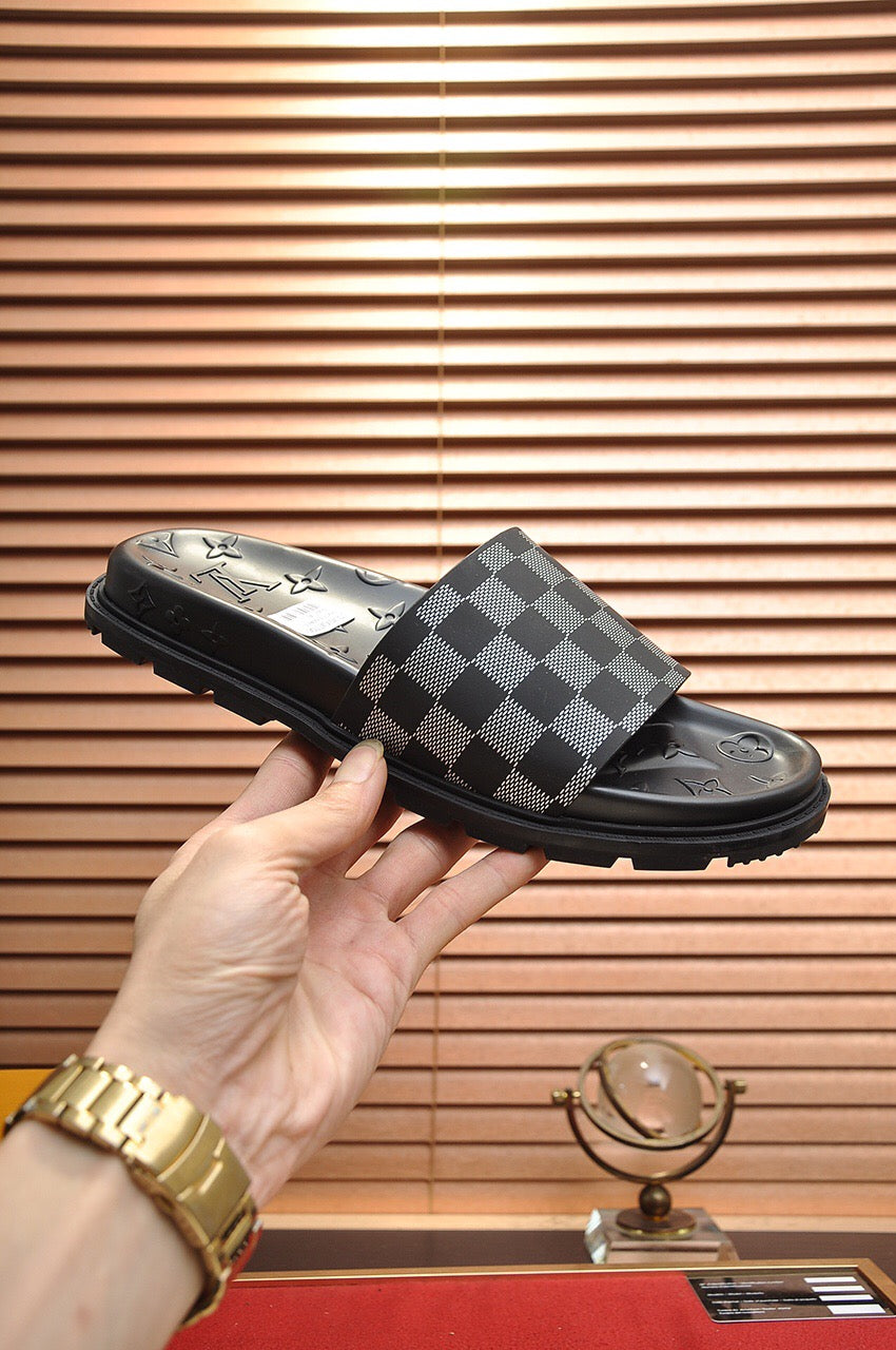 Louis Vuitton Waterfront Mules With Checkerboard Pattern