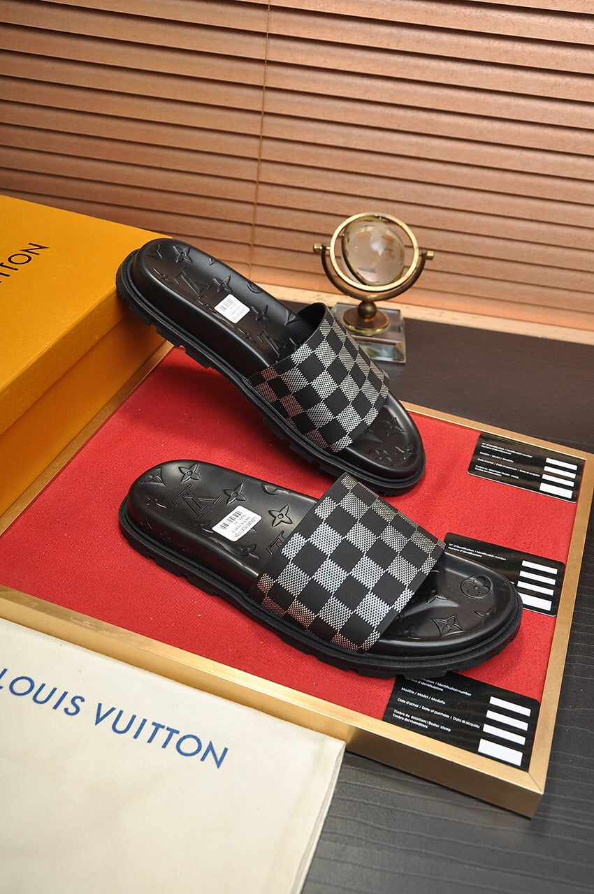 Louis Vuitton Waterfront Mules With Checkerboard Pattern