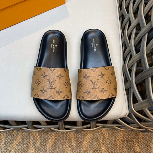 LV Fashion Korean Slides Printed In Brown