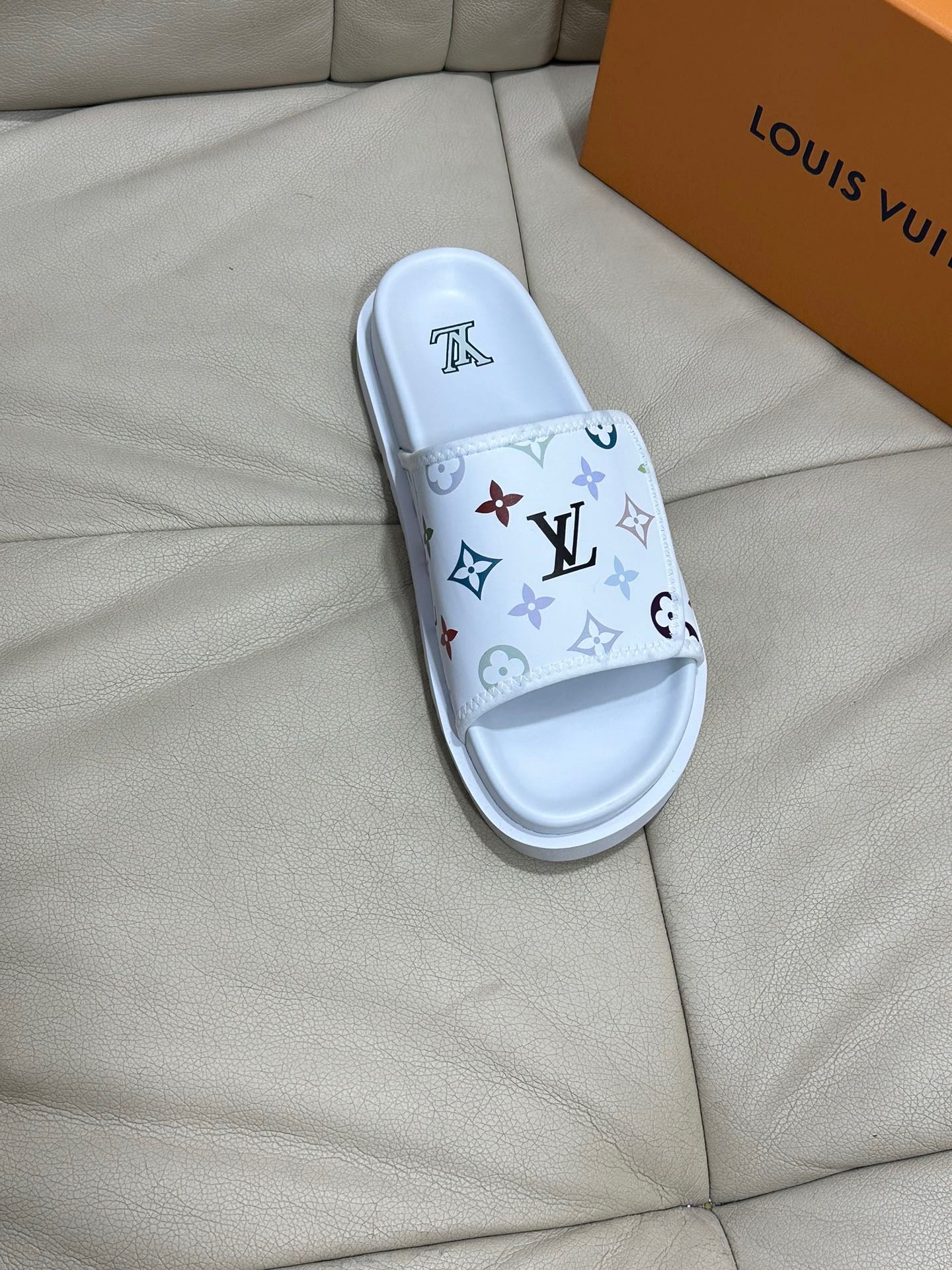 LV Monogram Velcro slippers In White