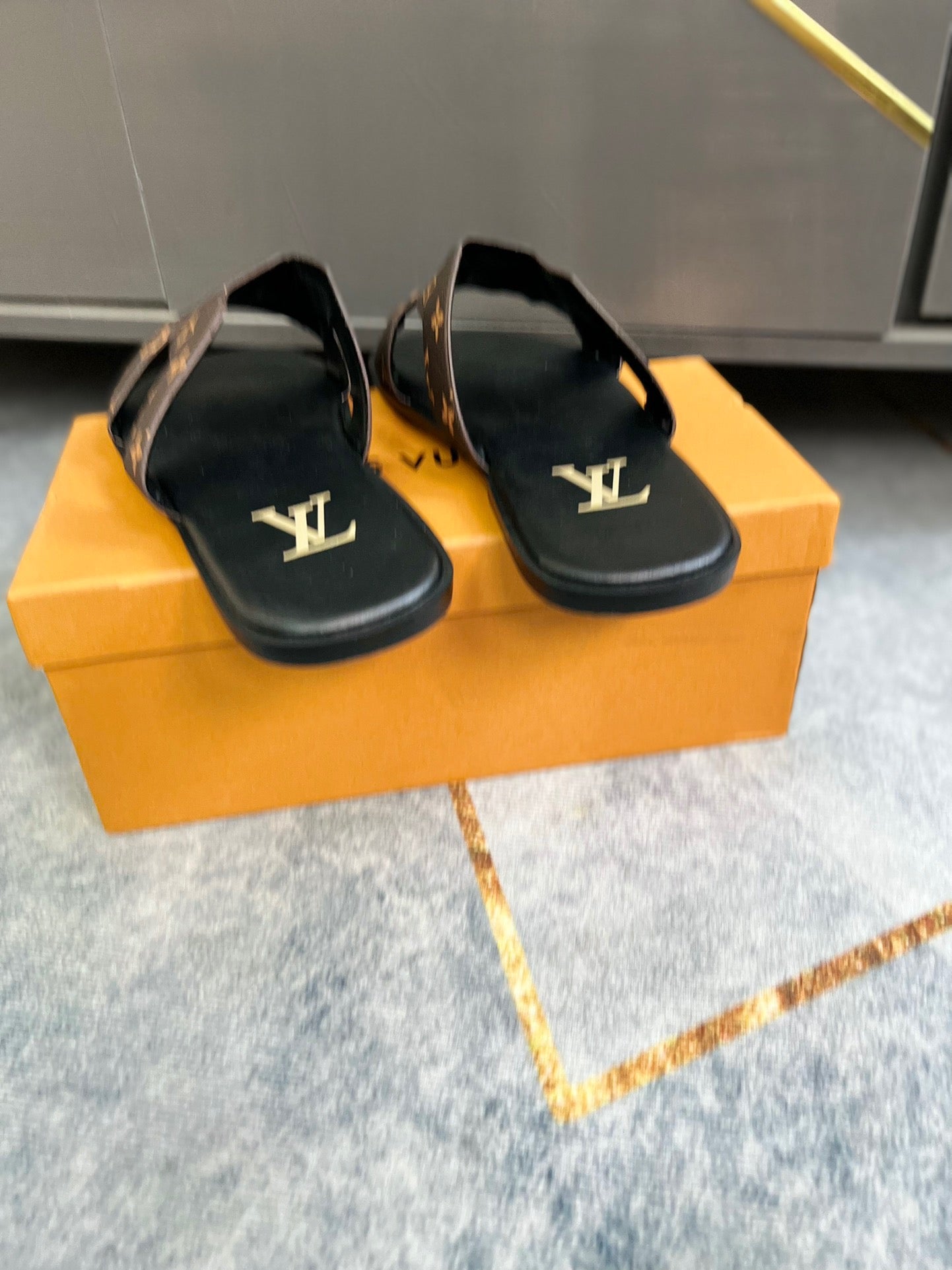 LV Fashion Dark Brown Presbyopic Mules Slippers