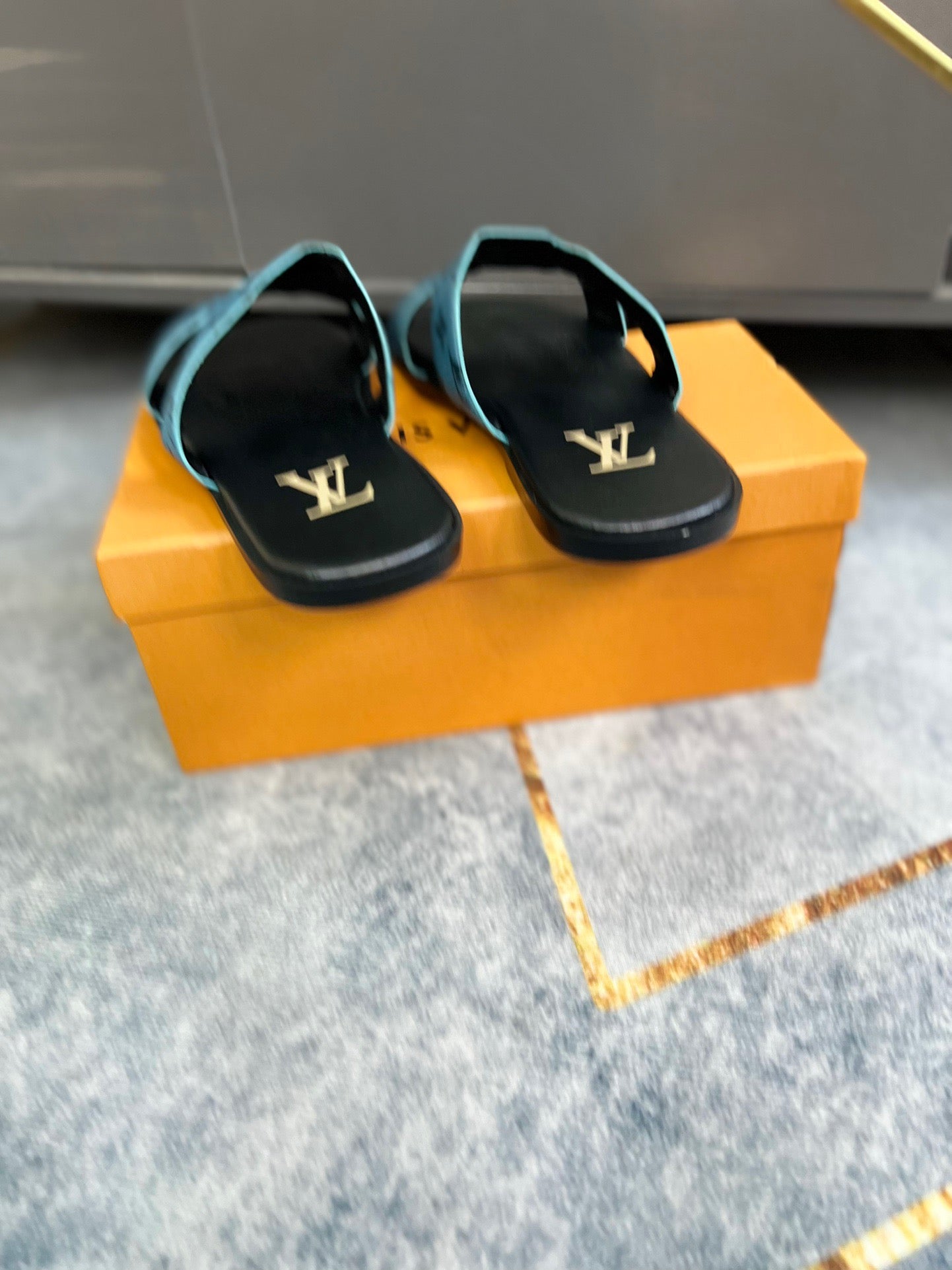 LV Fashion Blue Presbyopic Mules Slippers