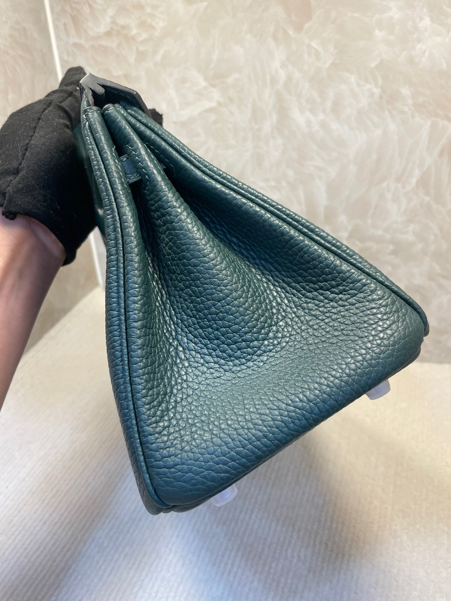 Hermes Touch Birkin 25 Bag in Green Clemence and Matte Alligator Leather