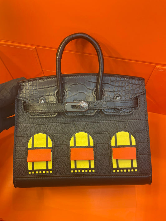 Hermes Birkin 25 In Black American Alligator Skin Small House
