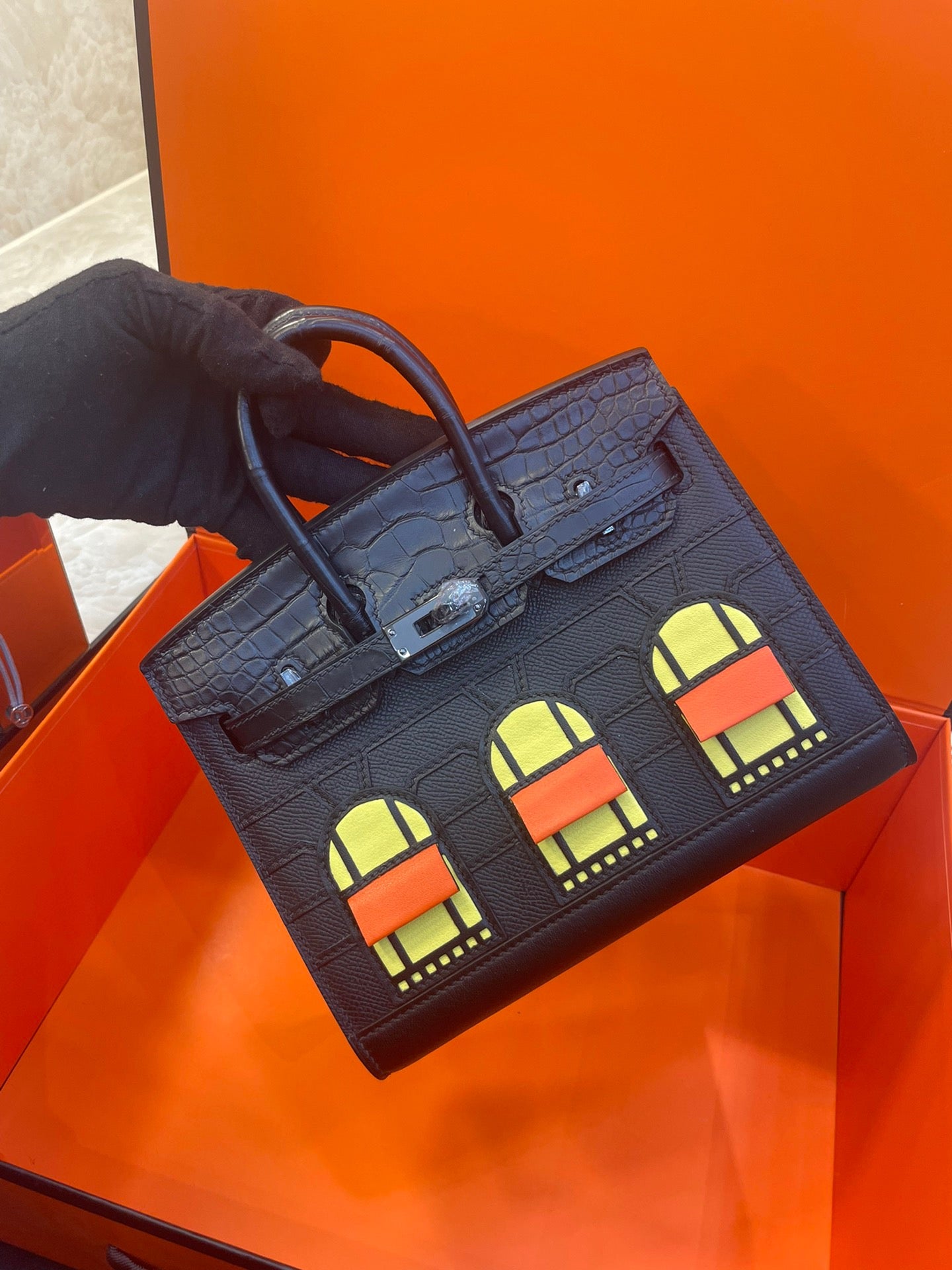 Hermes Birkin 25 In Black American Alligator Skin Small House