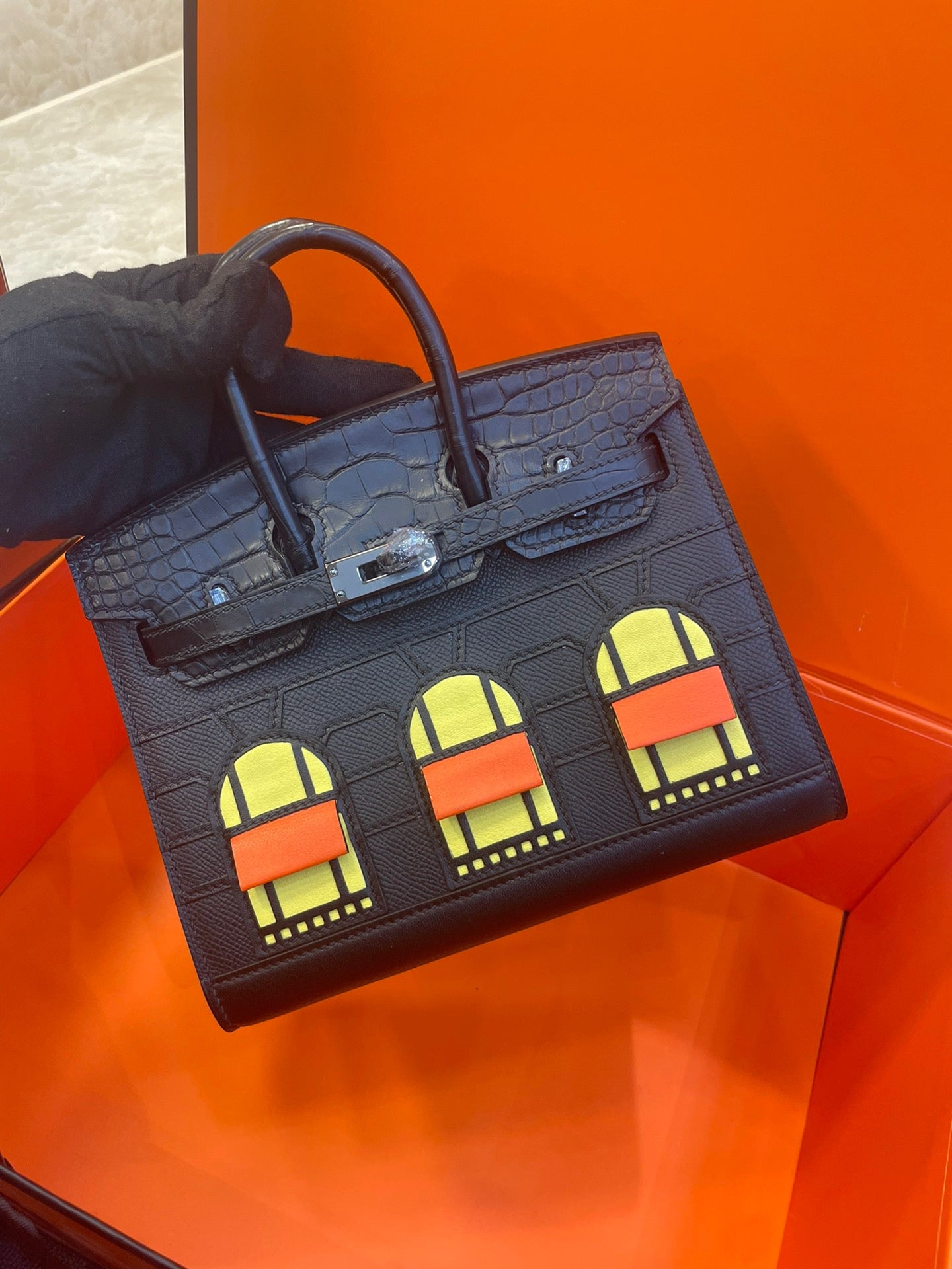 Hermes Birkin 25 In Black American Alligator Skin Small House