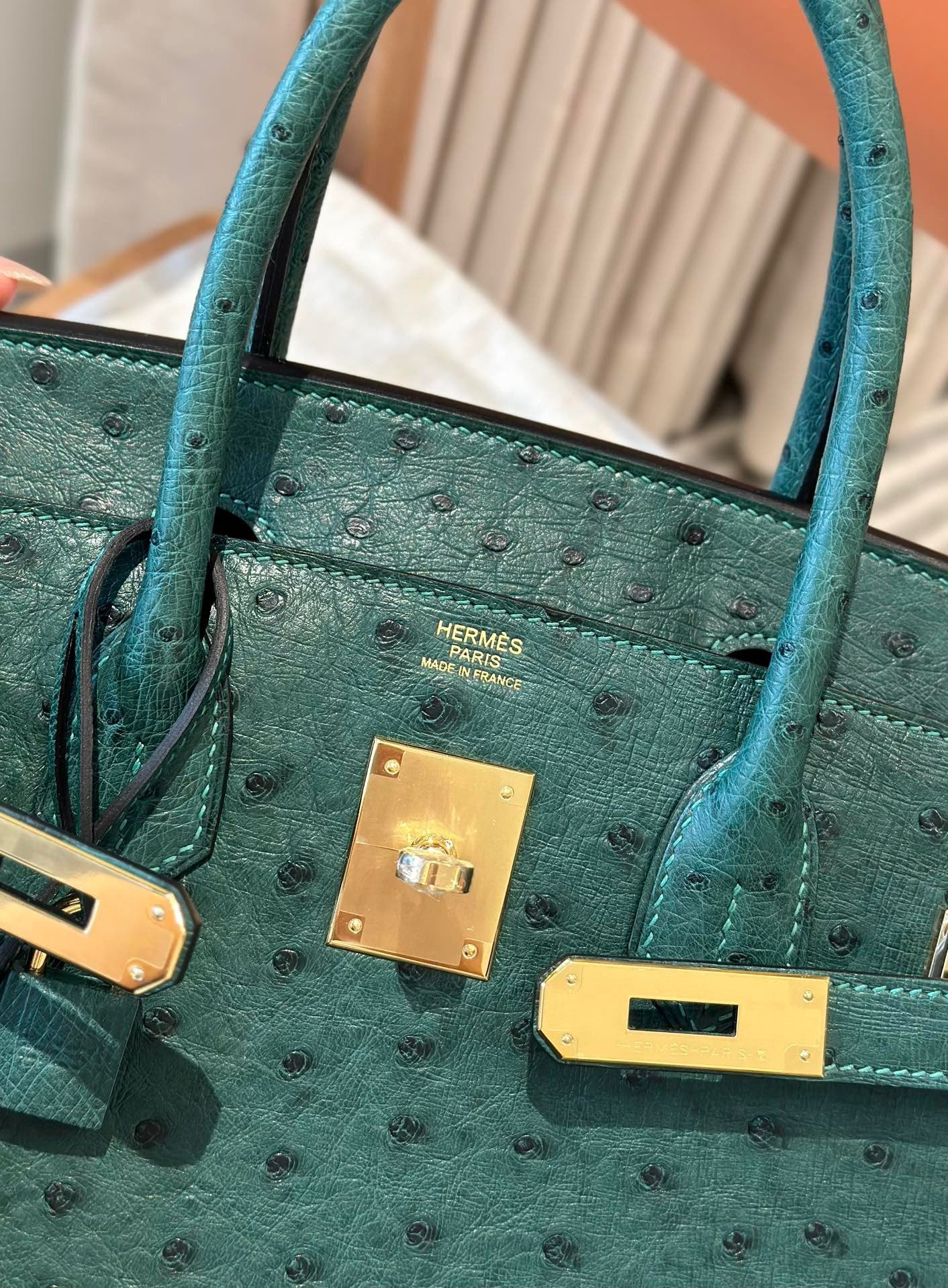 Hermès Birkin 30 Green Ostrich Leather Handbag