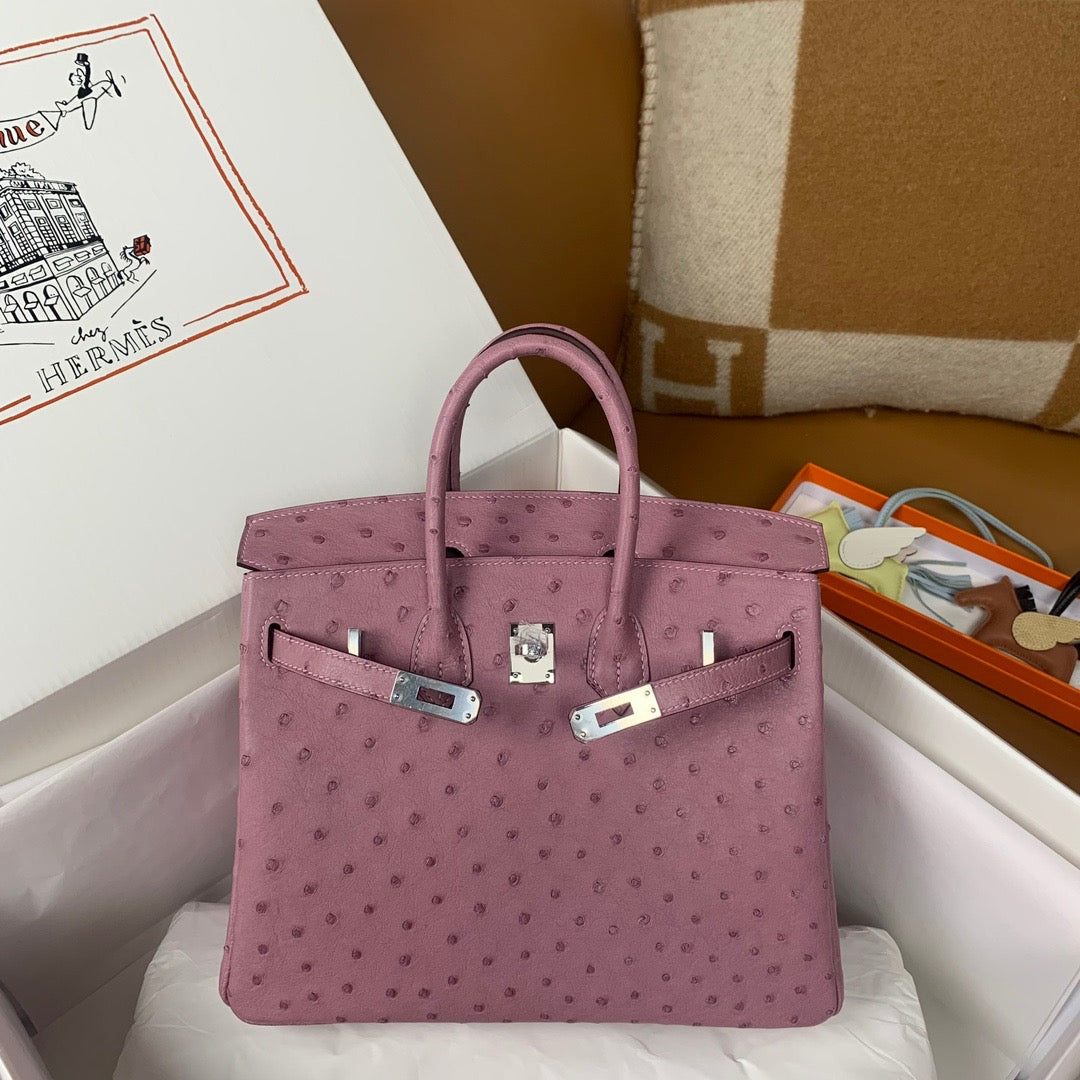 Hermes Birkin 25 Bag Lilas Ostrich SHW