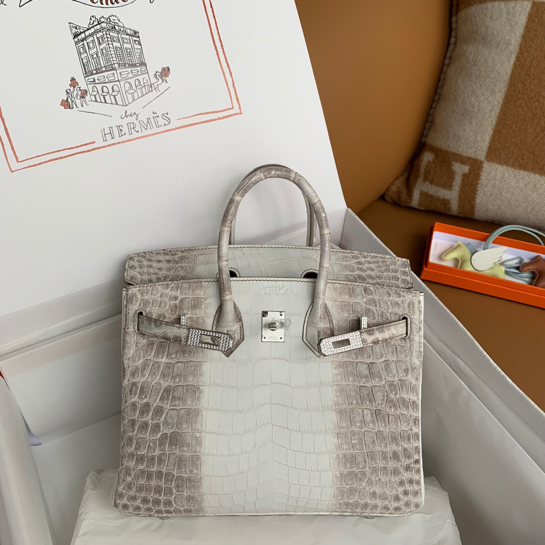 Hermes Birkin 25cm Himalayan Crocodile with Diamond Encrusted Hardware