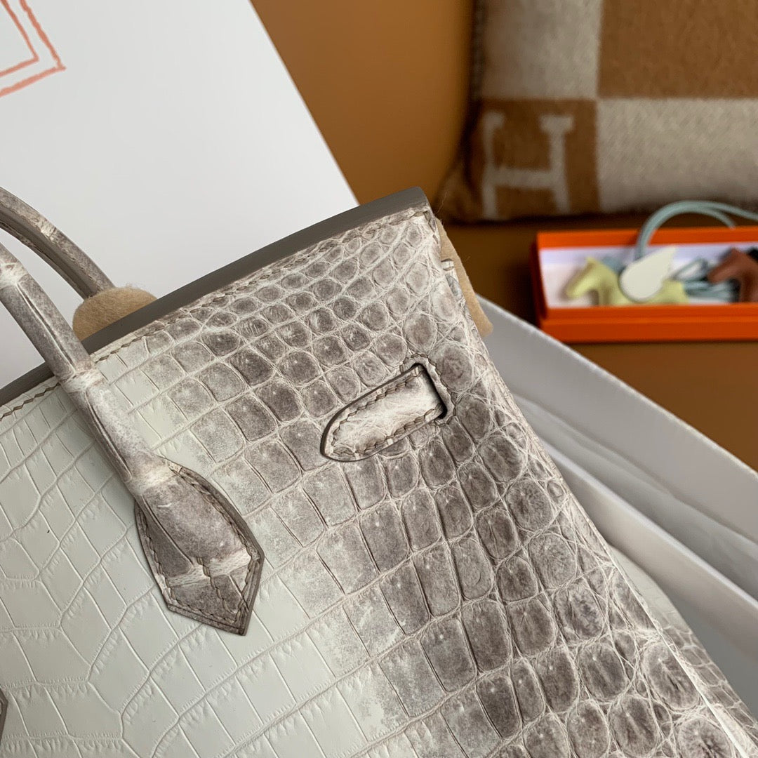 Hermes Birkin 25cm Himalayan Crocodile with Diamond Encrusted Hardware