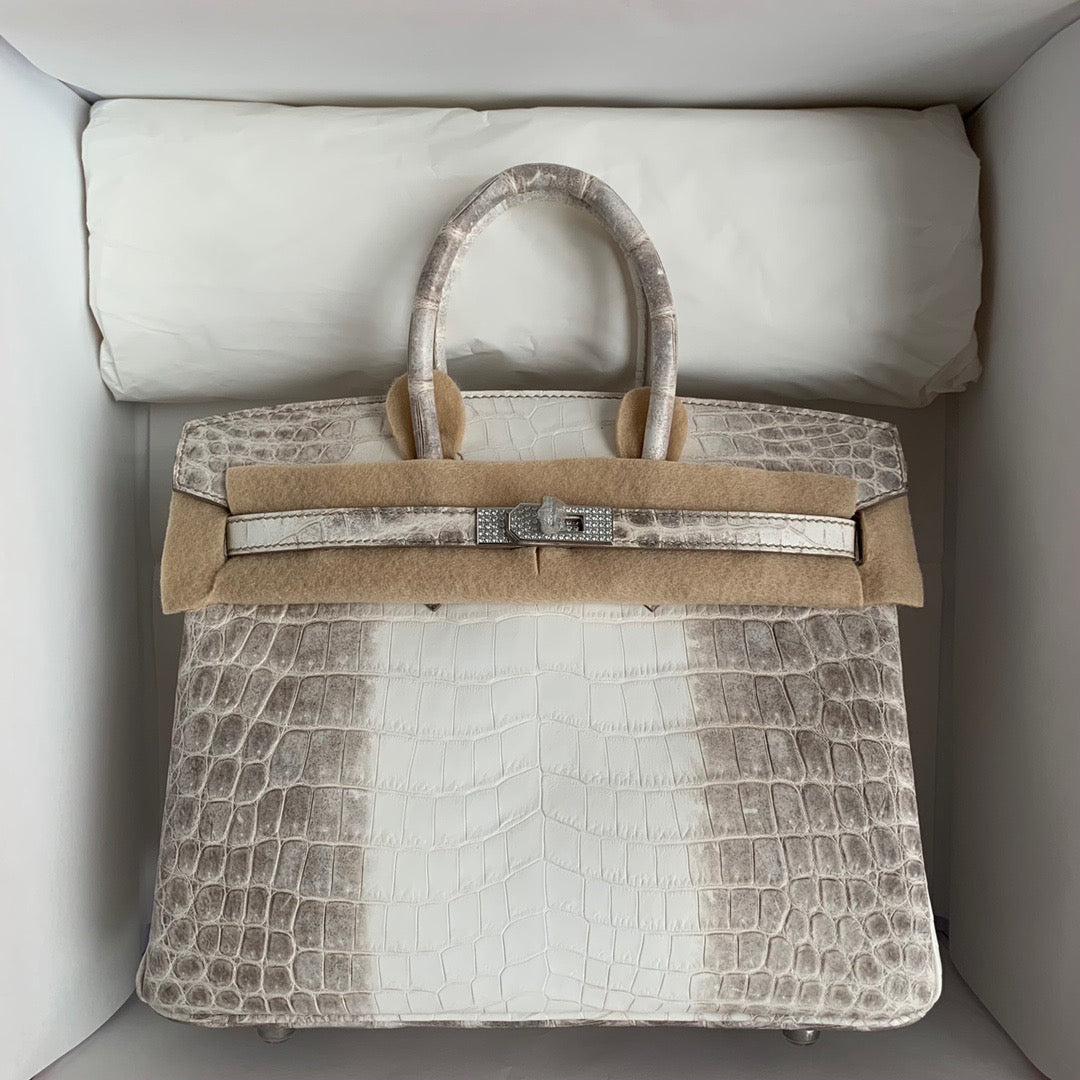 Hermes Birkin 25cm Himalayan Crocodile with Diamond Encrusted Hardware