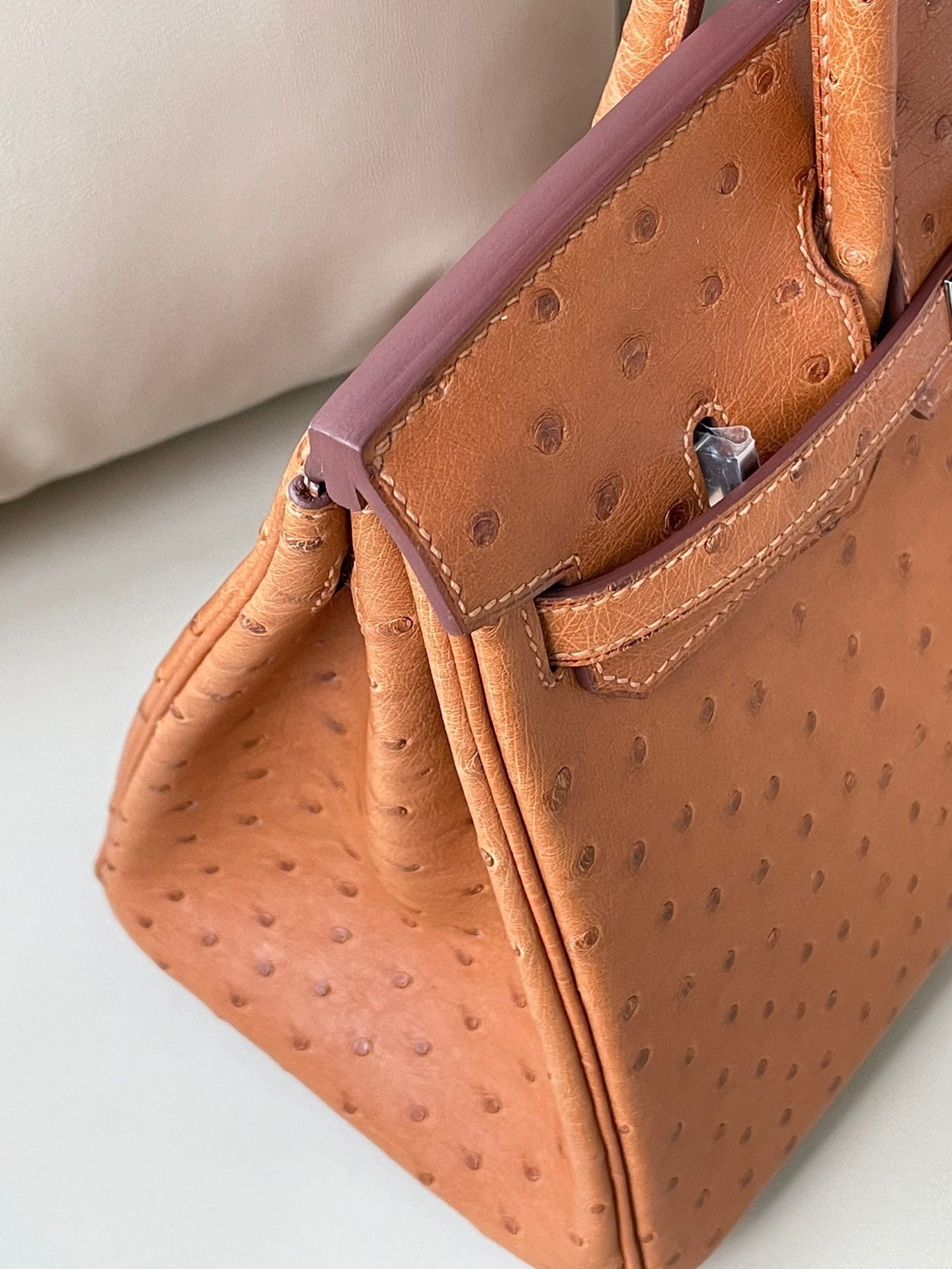 Hermes Birkin 25 Orange Ostrich Leather With Silver Hardware