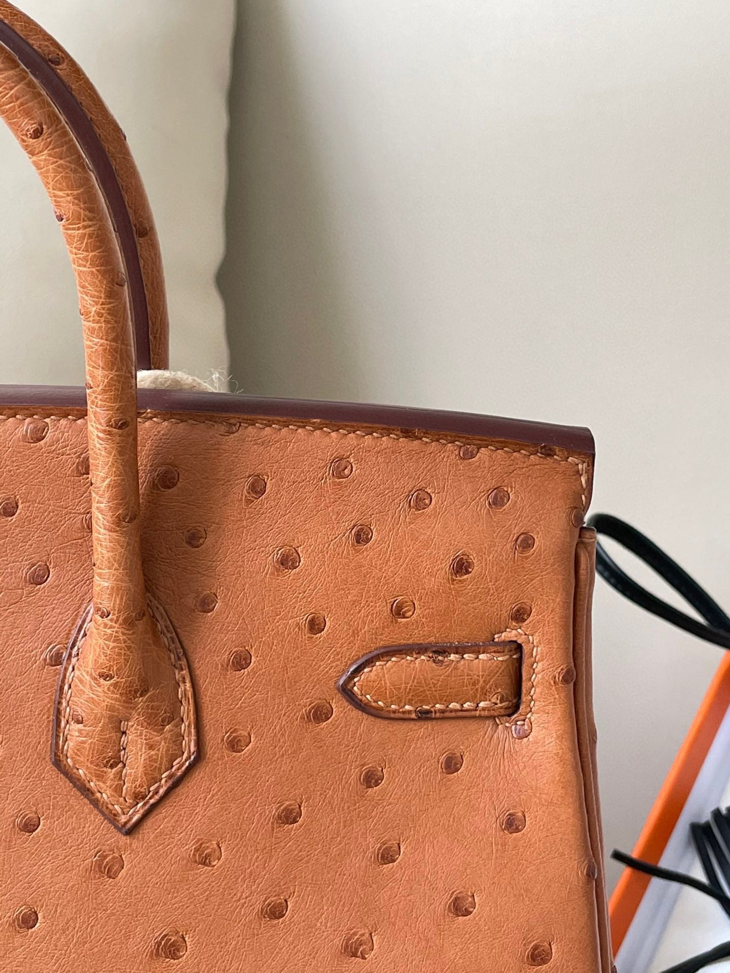 Hermes Birkin 25 Orange Ostrich Leather With Silver Hardware