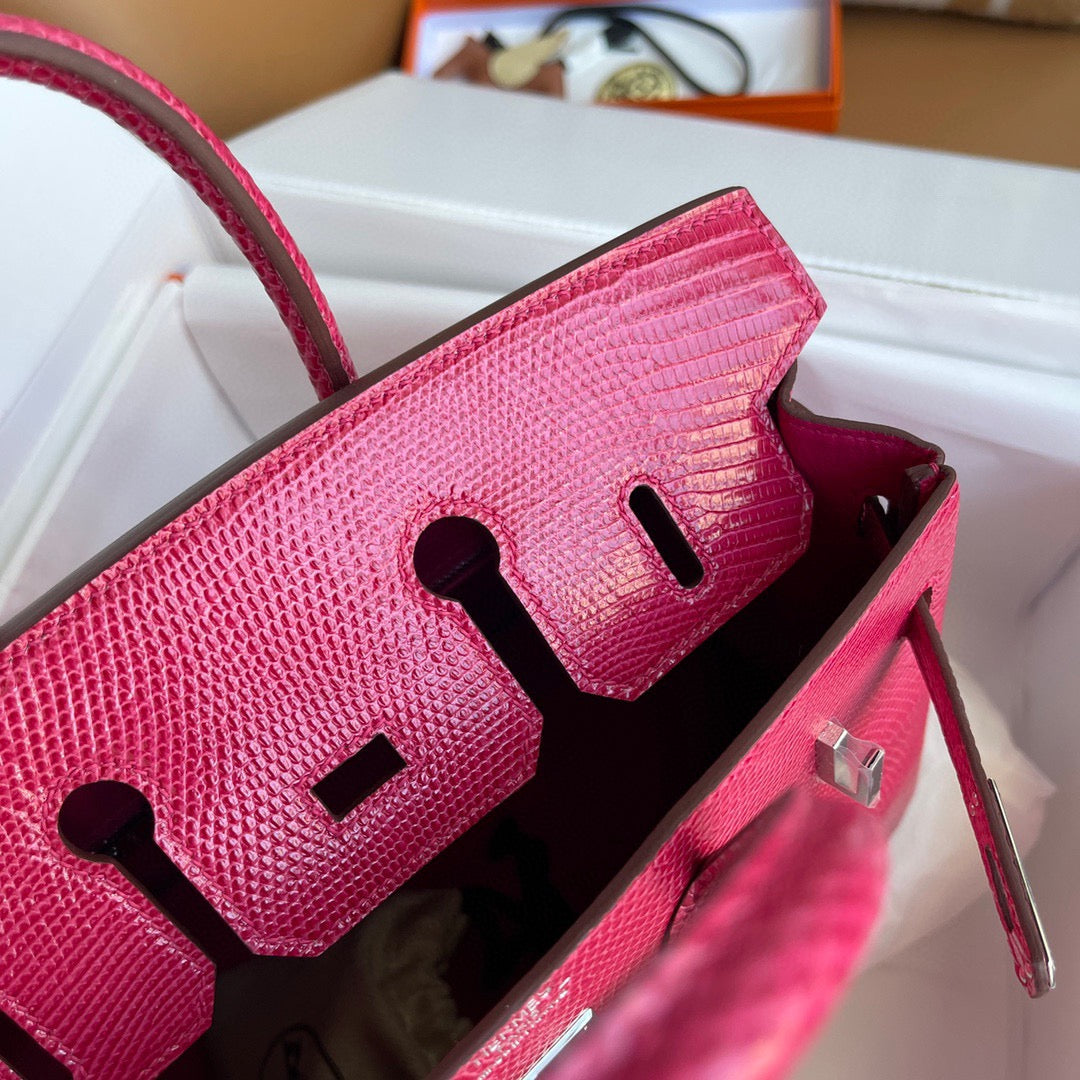 Hermes Birkin 25cm Flag Red Lizard Skin With Silver Hardware