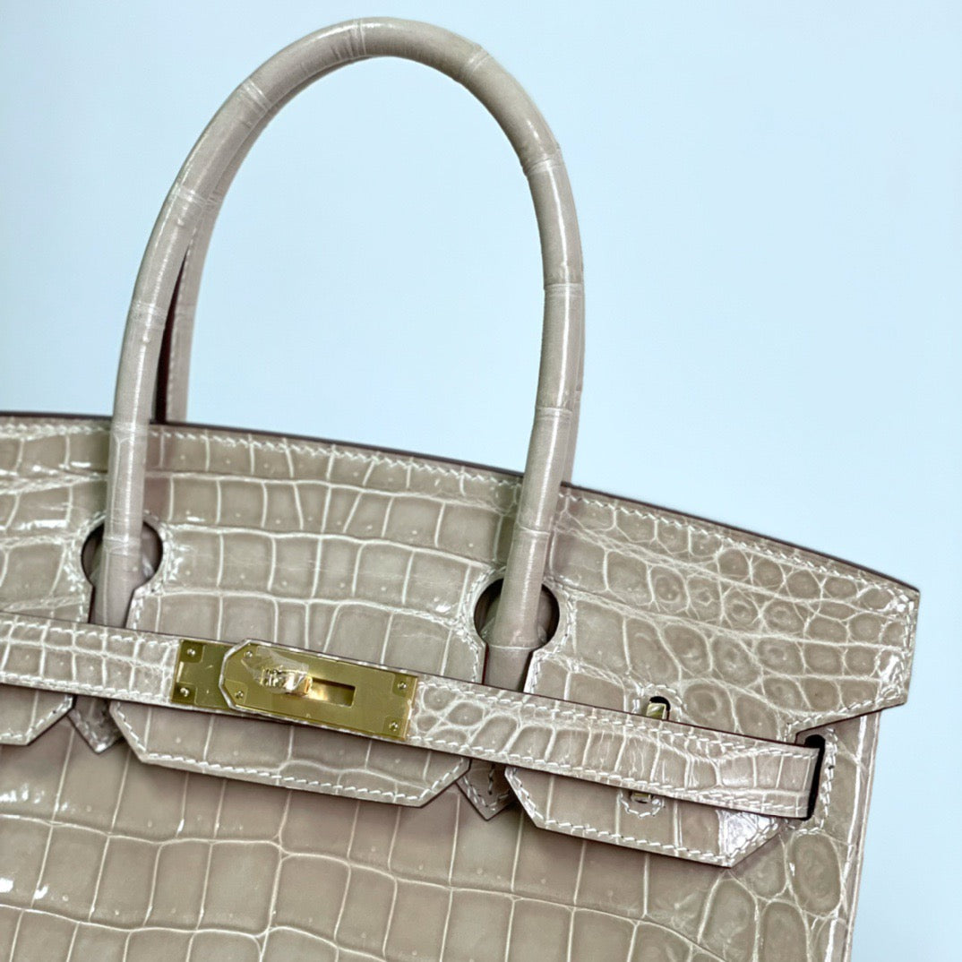 Hermes Birkin 25cm Apricot Crocodile Pattern Bag