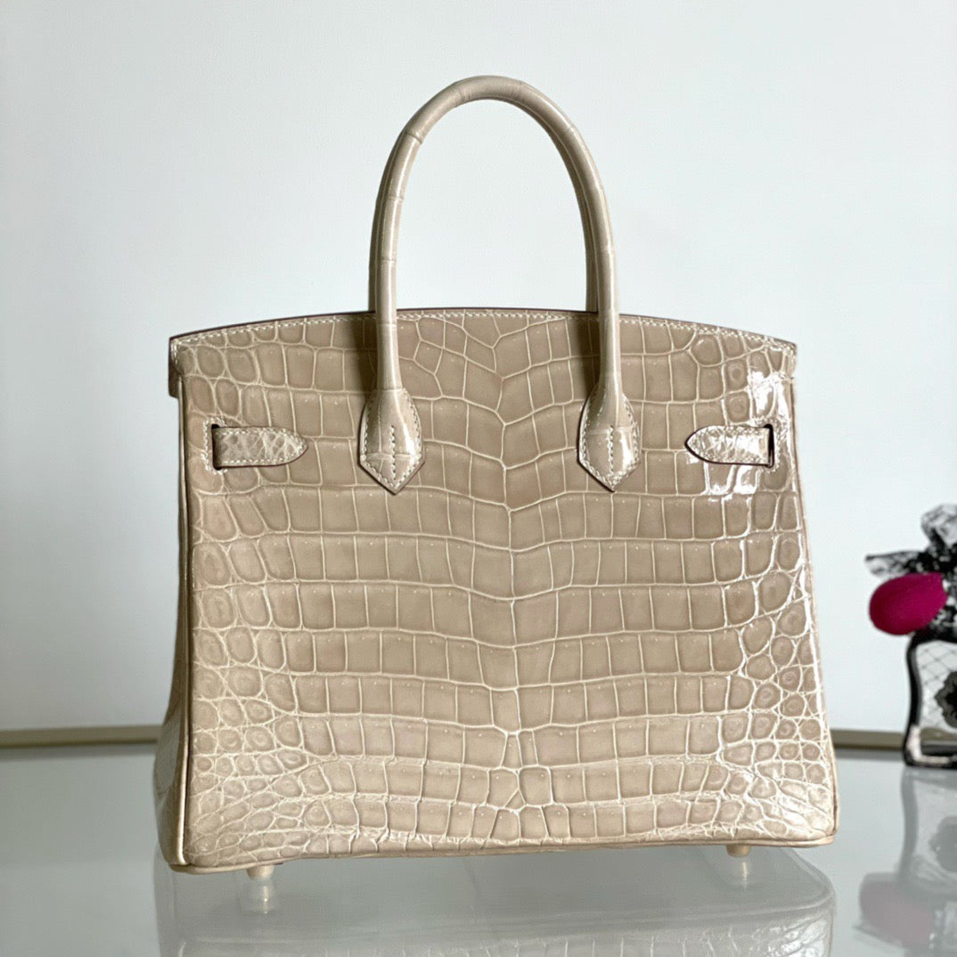 Hermes Birkin 25cm Apricot Crocodile Pattern Bag