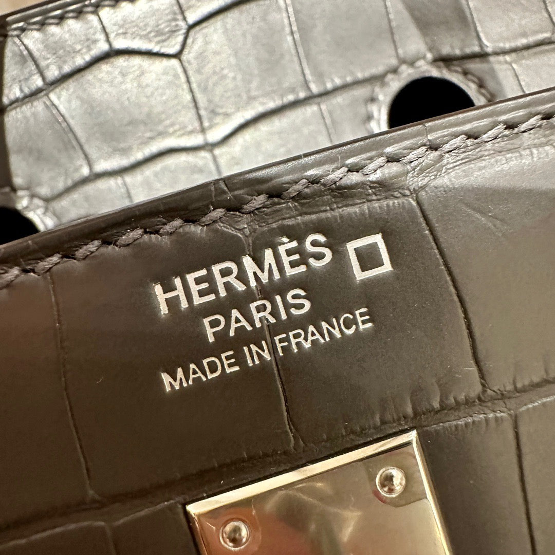 Hermes Birkin 25 Matte Mississippiensis Alligator Leather Noir With Silver Hardware