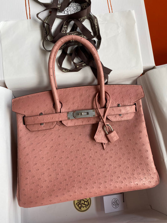 Hermes Birkin 30 Ostrich Leather Pink With Gold Hardware (GHW)