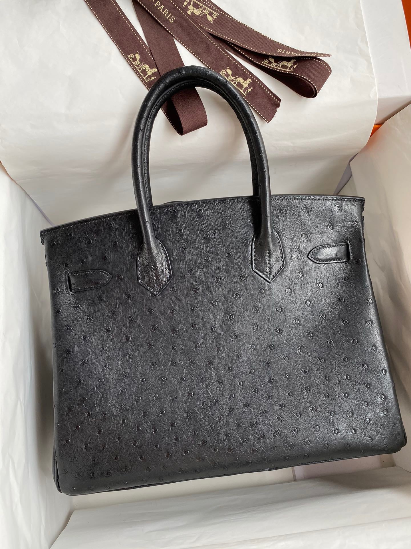 Hermes Birkin 30 Ostrich Leather Black With Gold Hardware (GHW)