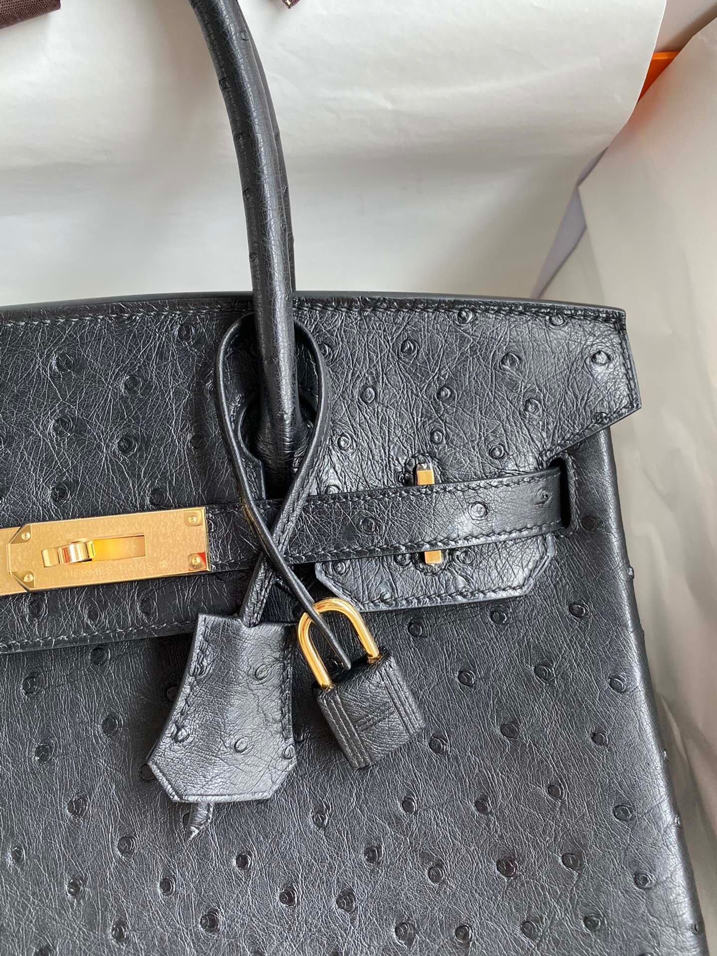 Hermes Birkin 30 Ostrich Leather Black With Gold Hardware (GHW)