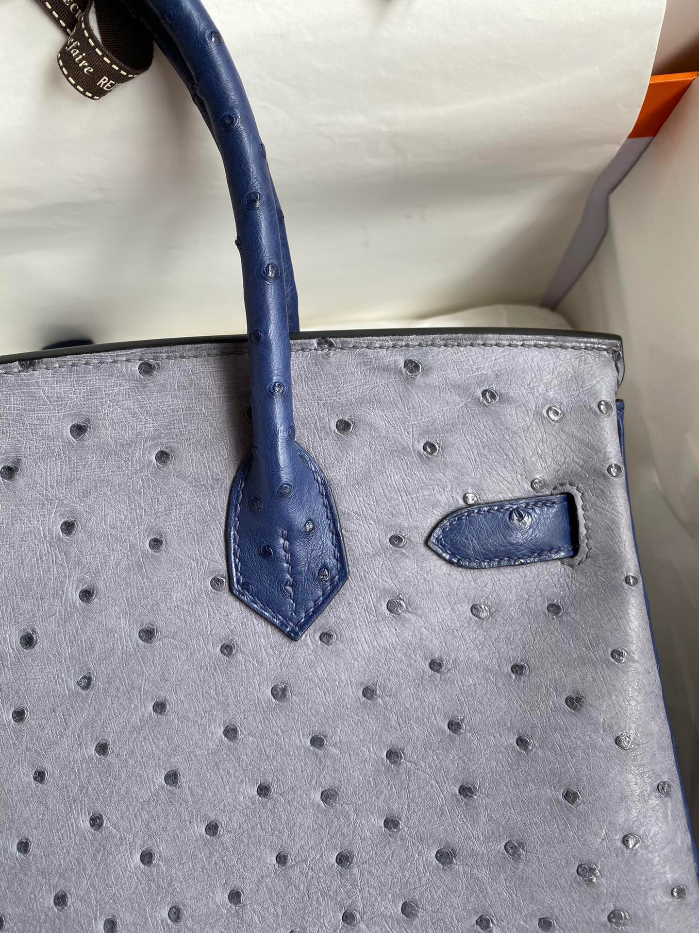 Hermes Birkin 30 Ostrich Leather Light Blue With Silver Hardware (GHW)