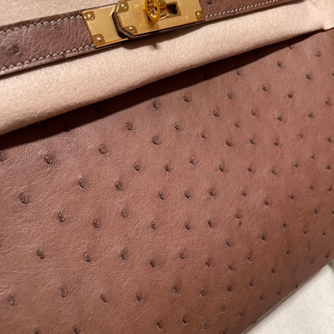 Hermes Birkin 30 Ostrich Leather Bean Paste With Gold Hardware (GHW)