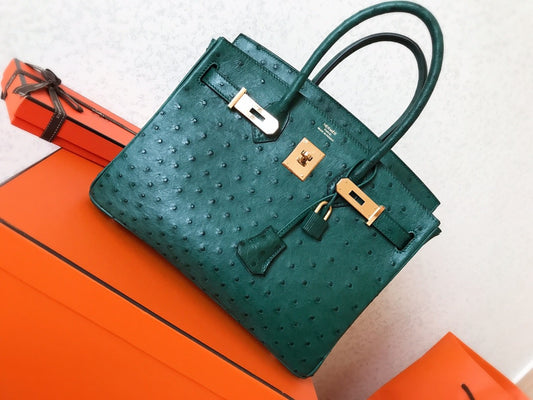Birkin 30 Ostrich Leather Dark Green With Gold Hardware (GHW)