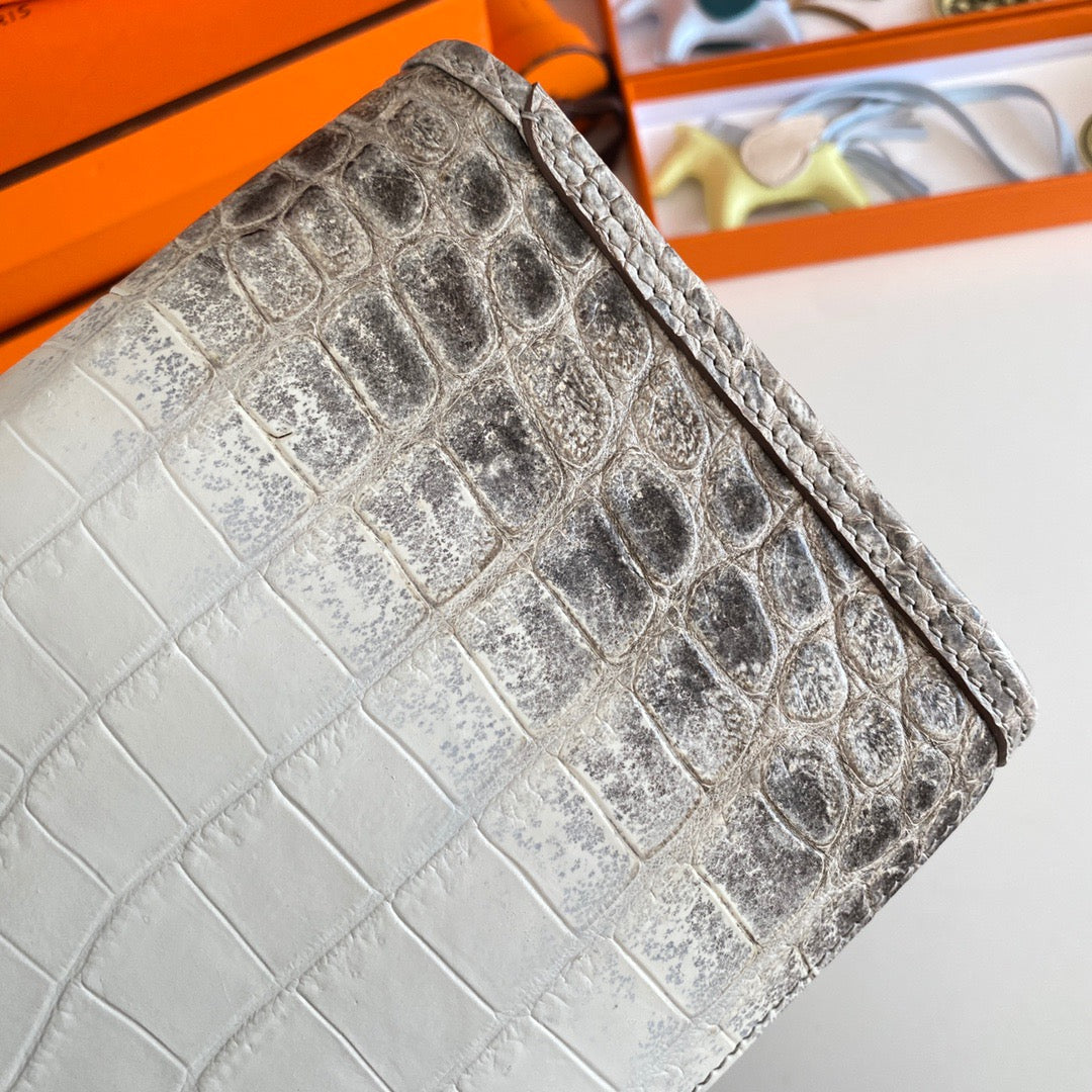 Hermes Jige Clutch Himalayan Crocodile Leather