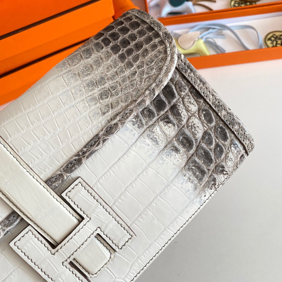 Hermes Jige Clutch Himalayan Crocodile Leather