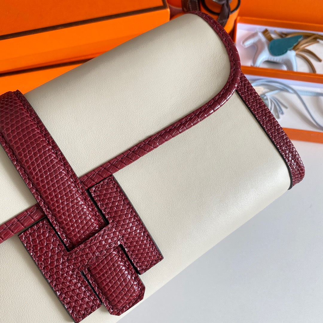 Hermes Beige Jige Elan 29 Swift calfskin lizard Leather