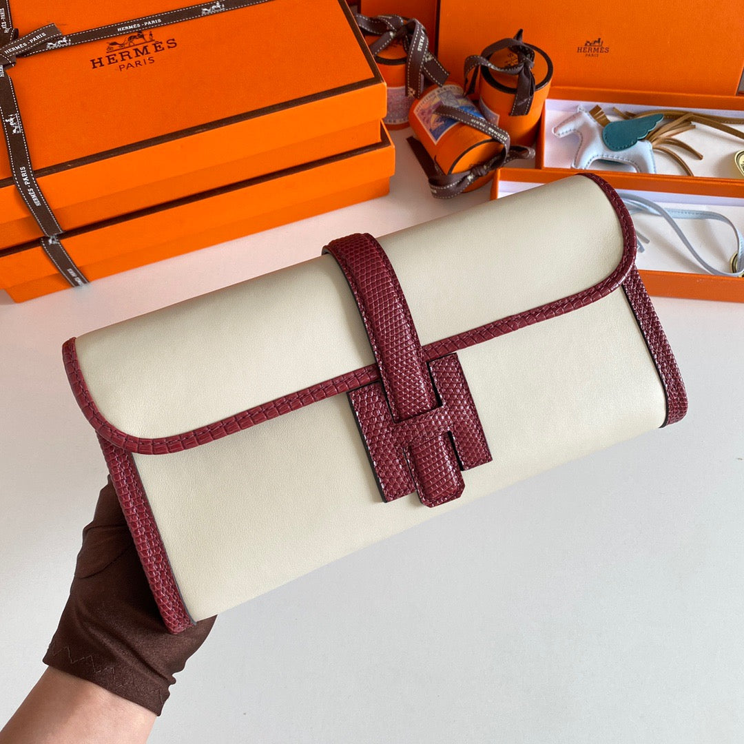 Hermes Beige Jige Elan 29 Swift calfskin lizard Leather