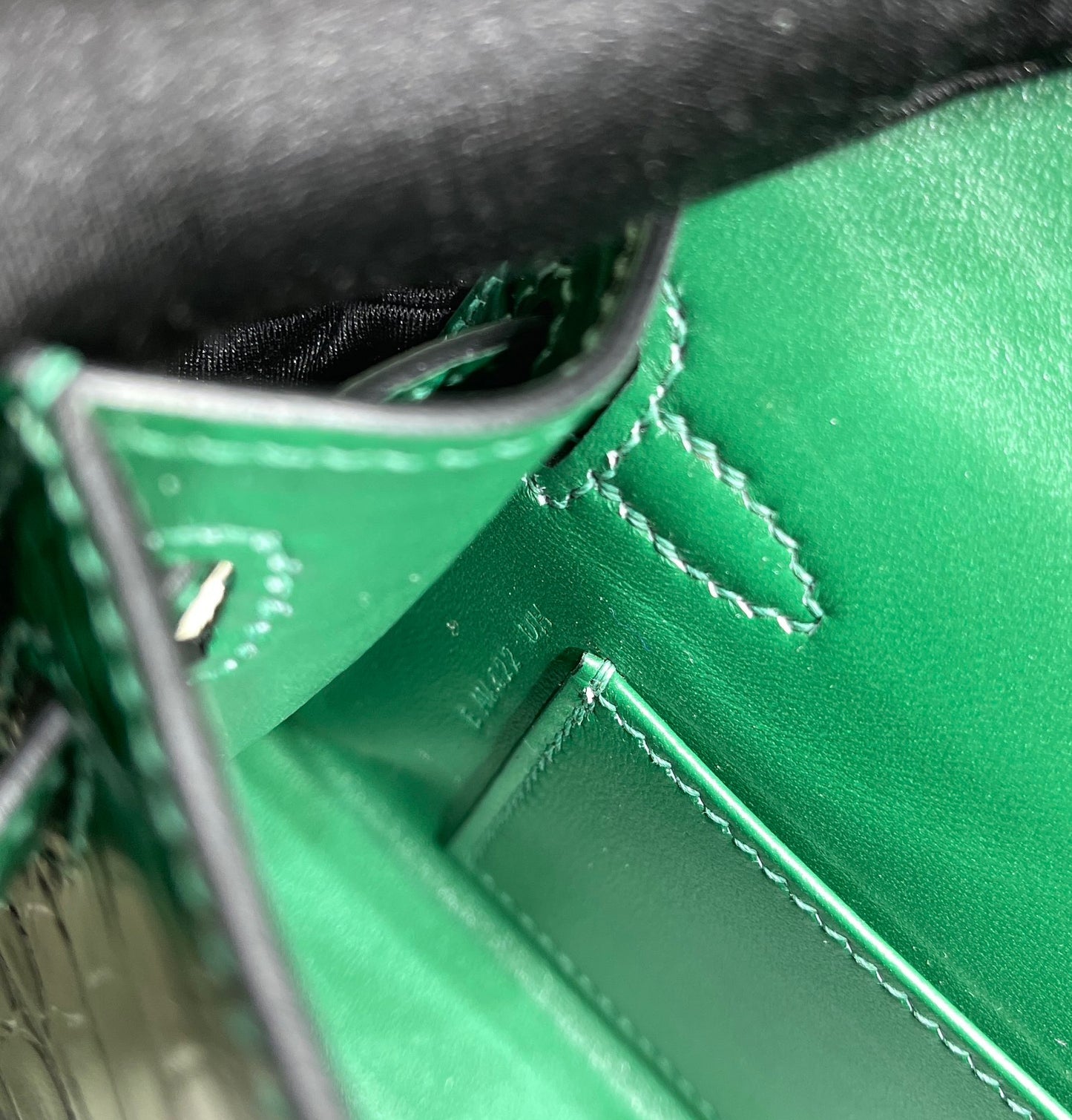 Hermes Dark Green Crocodile Mini Kelly II 20 cm With Silver Hardware