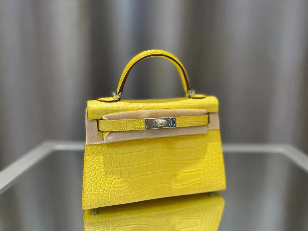 Hermes Yellow Crocodile Mini Kelly II 20 cm