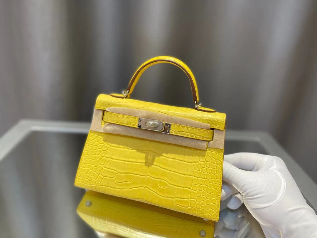 Hermes Yellow Crocodile Mini Kelly II 20 cm