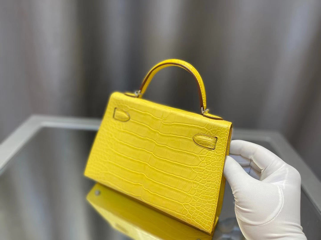 Hermes Yellow Crocodile Mini Kelly II 20 cm