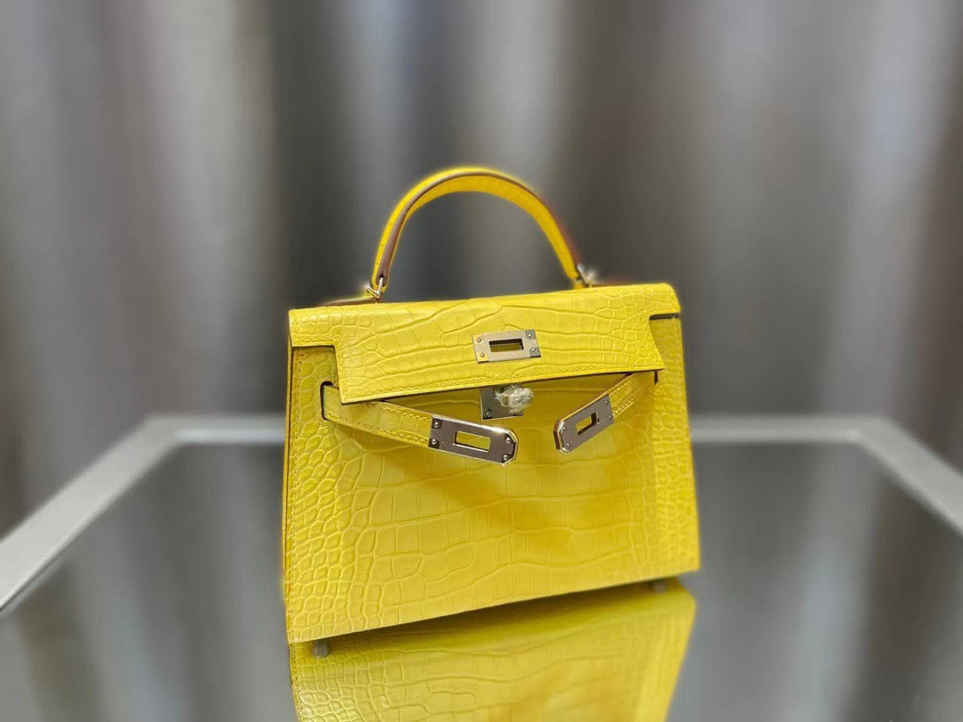 Hermes Yellow Crocodile Mini Kelly II 20 cm