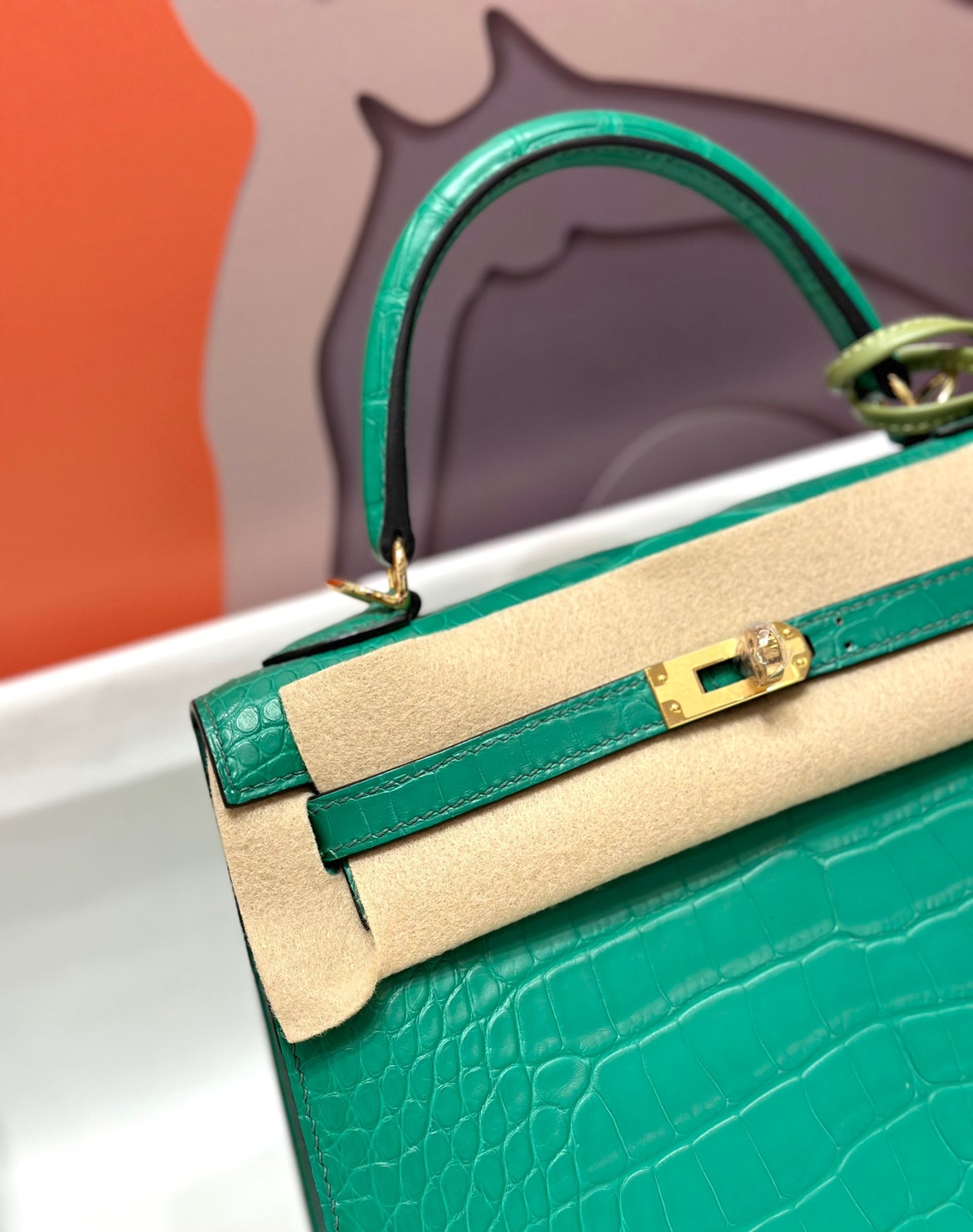 Hermes Kelly 25 Crocodile Leather Green With Gold Hardware